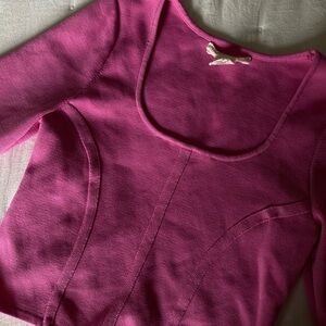 pink long sleeve corset-like top